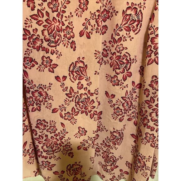 Catherines Womens Blouse 1X 18/20 Semi Sheer Boho Pink Floral Butterfly Sleeve - Picture 7 of 11